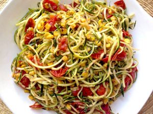 Healthy Recipe: Lemony Zucchini Noodles With Cherry Tomatoes and Roasted Corn