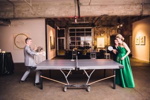 There Was a Green Wedding Dress and a Ping-Pong Table at This Modern Long View Gallery Wedding