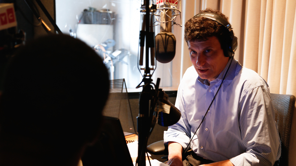 David Remnick recording the New Yorker Radio Hour