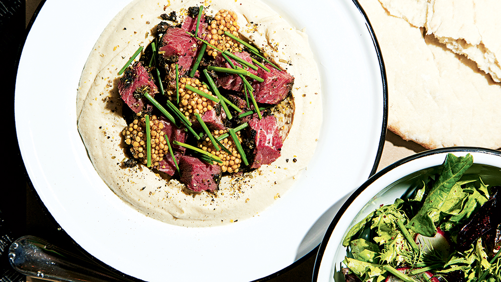 New restaurants in DC. Hummus with pastrami and pickled mustard seeds at Dupont Circle’s Little Sesame. Photograph by Scott Suchman.