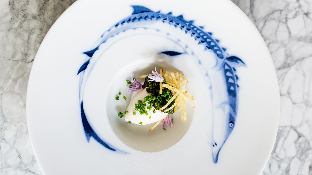 New restaurants in DC: Roasted-potato ice cream with osetra caviar at Aaron Silverman's newest restaurant Pineapple and Pearls. Photograph by Scott Suchman.