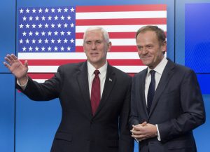 EU Greets Vice President Pence With 51-Star American Flag