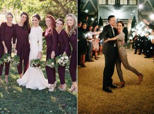 This Couple’s Bridesmaids Wore Maroon Jumpsuits, and We’re Obsessed