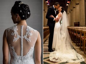 The Lace-Back Gown and Matching Veil at this National Cathedral Wedding are Pure Glamour