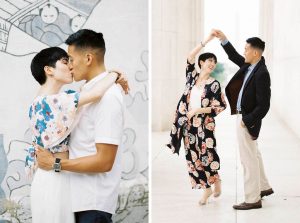 A Floral Kimono, Matching Pants, and Lucite Heels: This Stylish Lincoln Memorial Shoot is the Engagement Outfit Inspo You’ve Been Looking For