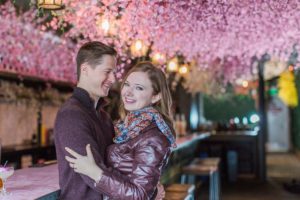 A Magical Springtime Engagement Session at DC’s Cherry Blossom-Themed Pop-Up Bar