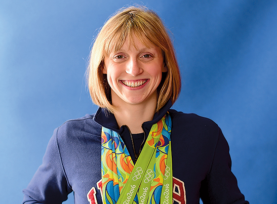 Ledecky, with her winnings at the 2016 summer Olympics, still swims locally with the Nation’s Capital Swim Club when she’s home from Stanford. Photograph by Harry How/Getty Images.