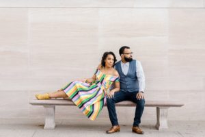The Amazing Rainbow Dress in this National Gallery of Art Engagement Shoot will Brighten Up Your Rainy Day