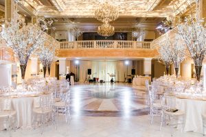 Giant Cherry Blossom Centerpieces Hint at This Couple’s Springtime Wedding Theme