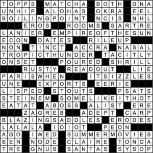 August 2019 Crossword Answer Key