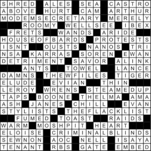 November 2019 Crossword Answer Key