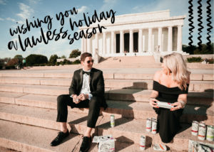 This DC Couple Crushed White Claws on the Steps of the Lincoln Memorial for Their Holiday Card Photo Shoot