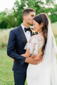 An Elegant Farmhouse-Style Wedding With a Must-See Floral Chandelier