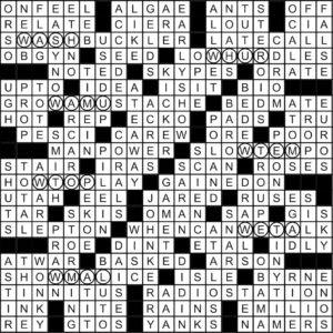 March 2020 Crossword Answer Key