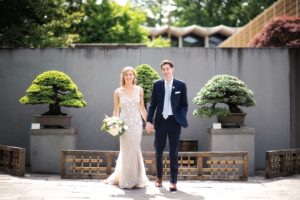 This National Arboretum Wedding Features a Birch Huppah, a Timeless Color Palette, and a Chic Greenery-and-Basket Chandelier