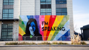 Check Out This Huge Crochet Mural of Kamala Harris at the Wharf