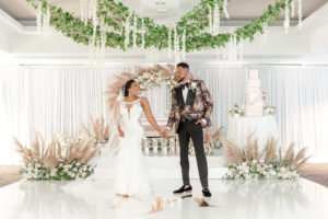 This “Boho-Glam” Wedding Was Designed in White, Gold, and Pampas Grass