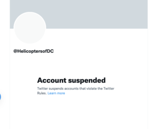 UPDATE: Helicopters of DC Weighs In on Twitter Suspension
