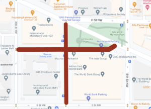 MAP: DC Street Closures for the World Bank Group and IMF Spring Meeting