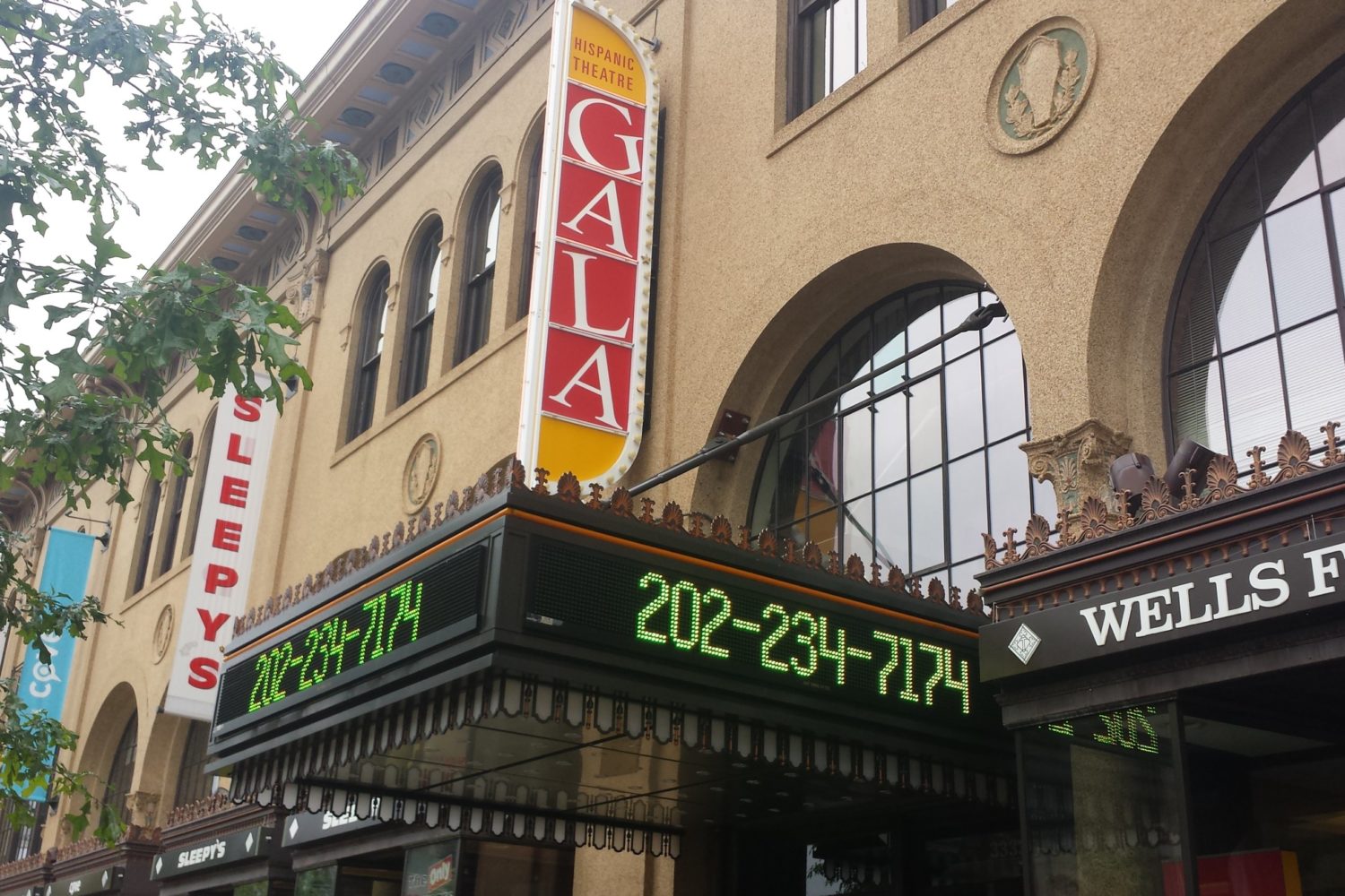 The marquee of GALA Hispanic Theater in DC.