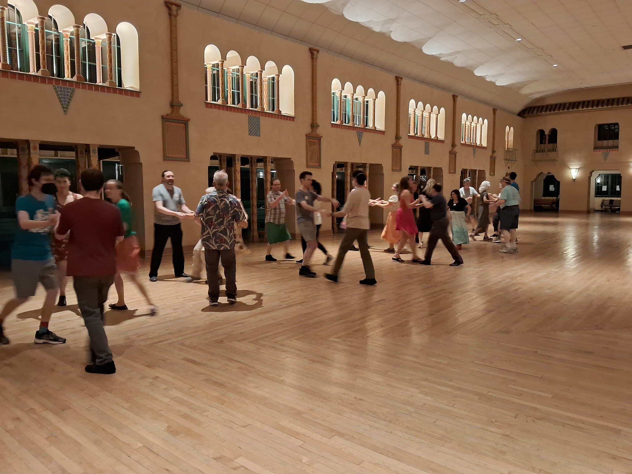 Contra dancing at Glen Echo Park.