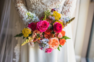 This Wedding Design Included a Hot Pink, Fuchsia, and Orange Color Palette