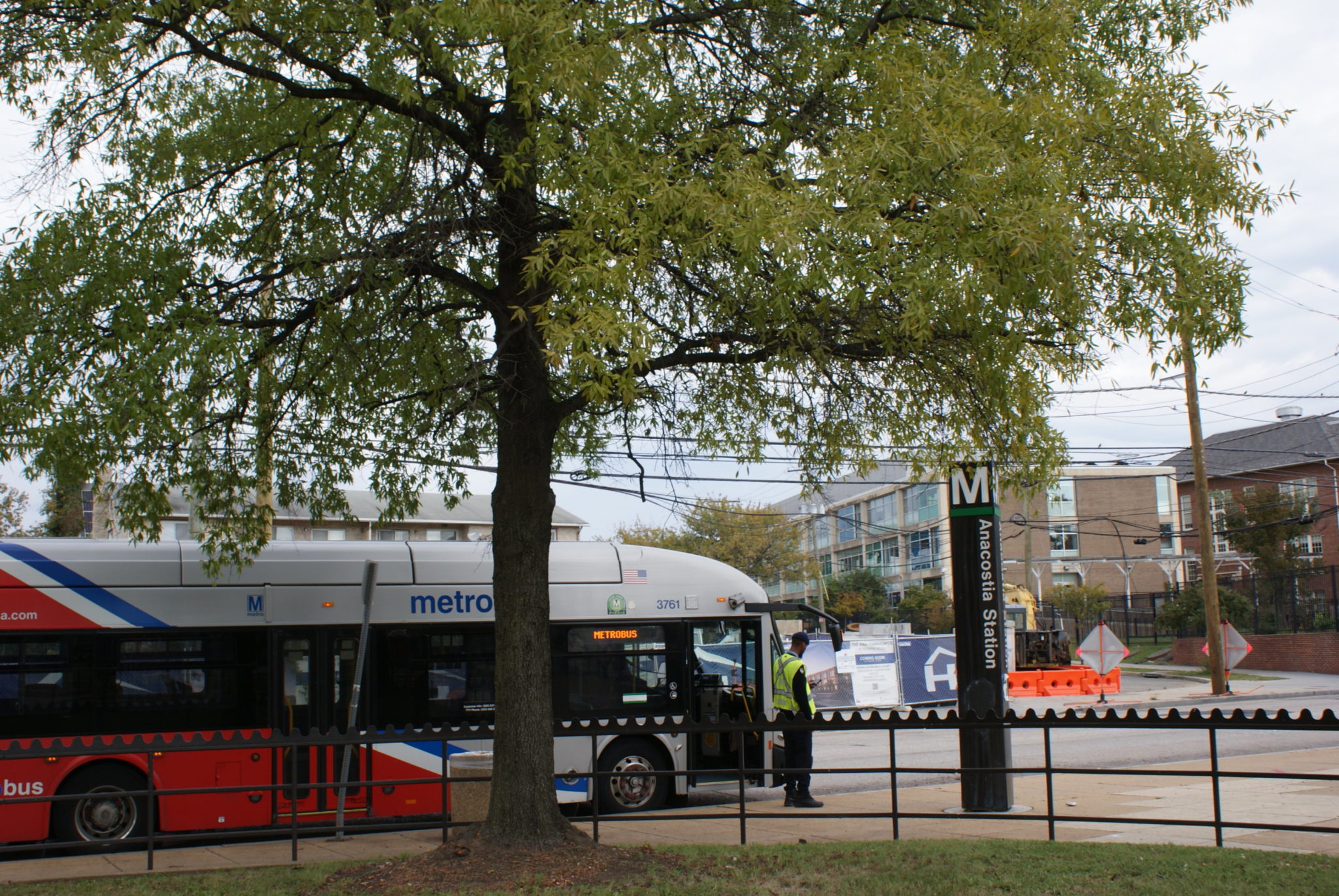 A Metro bus parked outside the Anacostia station.