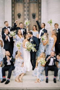 A Blue-and-White Garden-Party Wedding at DAR With Monument Views