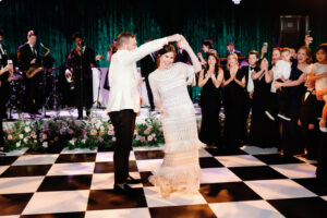 Floral-Print Menus and a Black-and-White Checkered Dance Floor Were Among Our Favorite Details of This Wedding