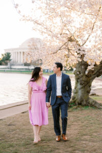 A Dreamy Pink Cherry Blossom Engagement Session at the Tidal Basin