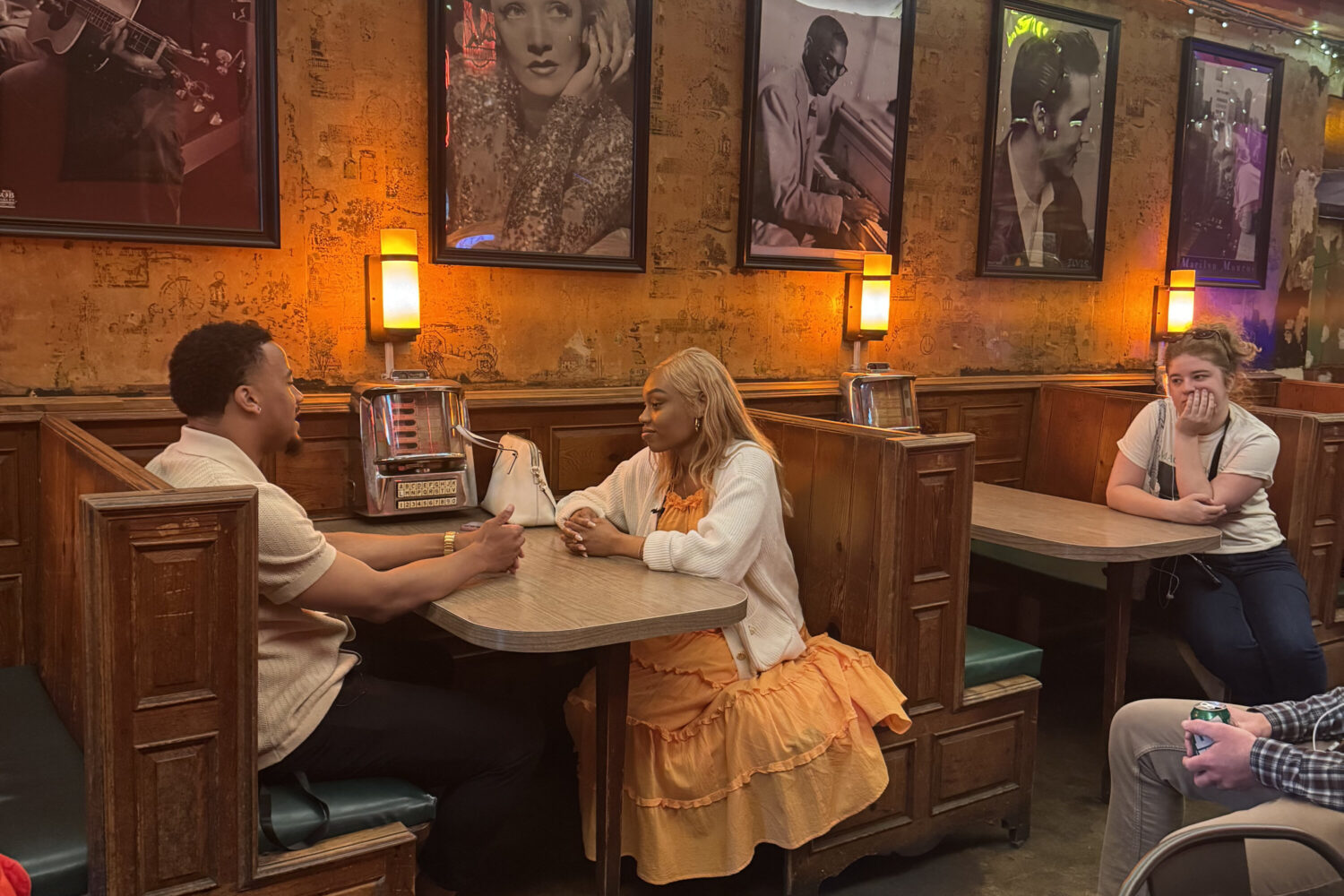 A scene at the Raven featuring actors Dominique Gray and Alicia Grace in "DC I Love You: First Dates." Photo by Daniella Byck