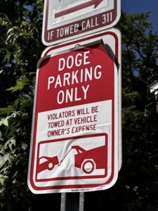 Fake “DOGE Parking Only” Signs Briefly Decorate DC